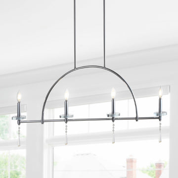 Doris 41" Linear Metal/Crystal LED Pendant - JONATHAN Y